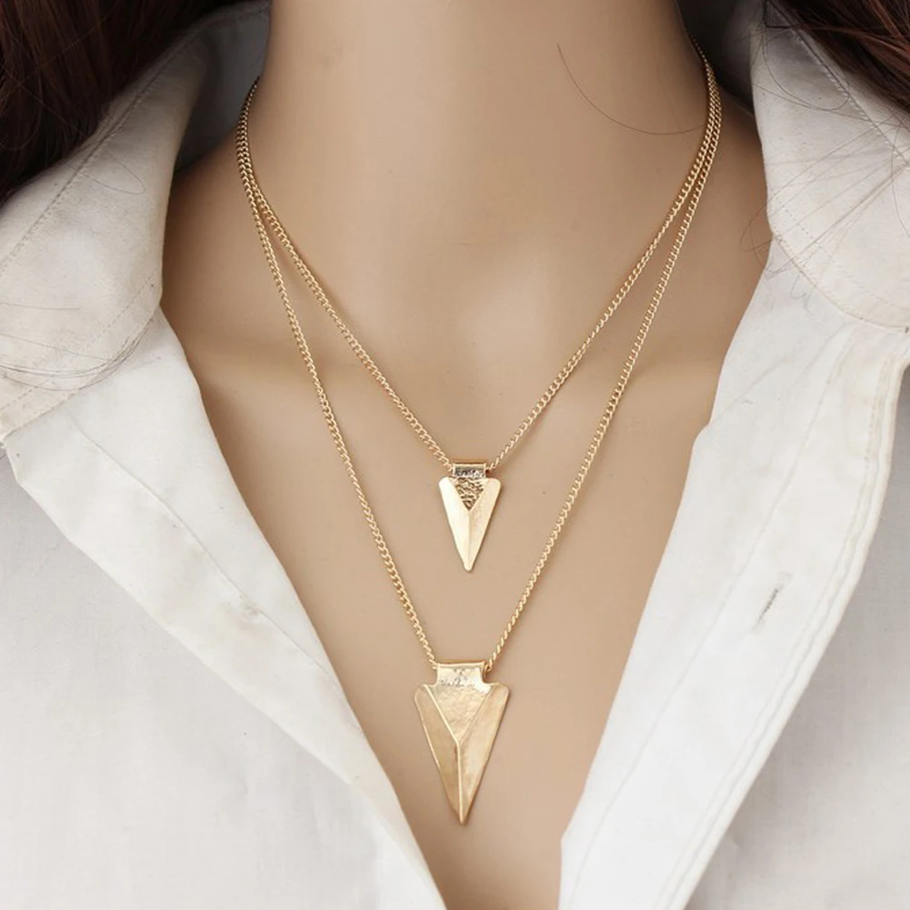 1 Pair Fashion Collar necklace women vintage collier Metal triangle