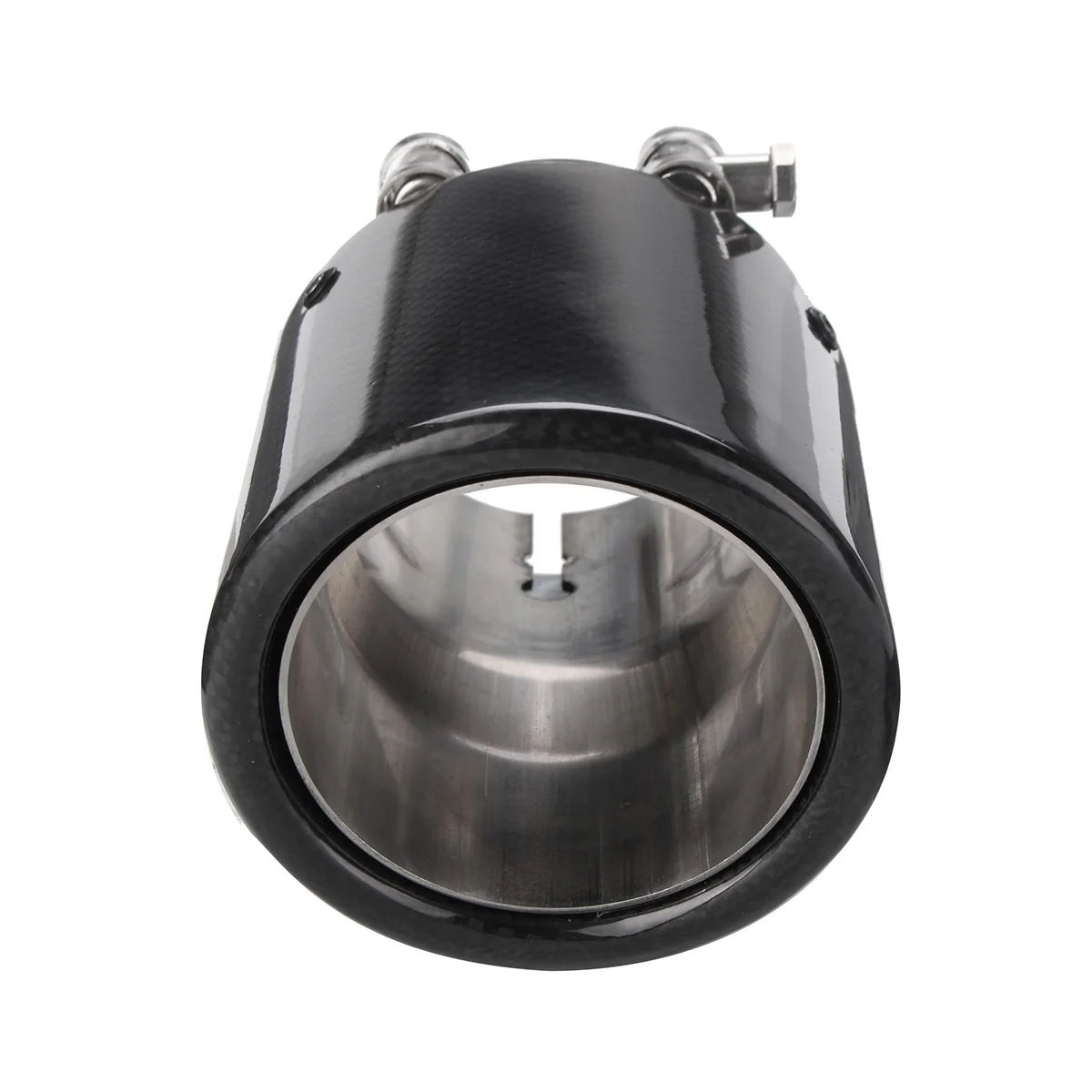 Silenciador de Cano de Escape Brilhante de Fibra de Carbono Carro Estilizador Automotivo Universal 2.5 Polegadas 63mm-inlet 89mm-saída Preto Par 5 Silenciador de cano de escape par carro,