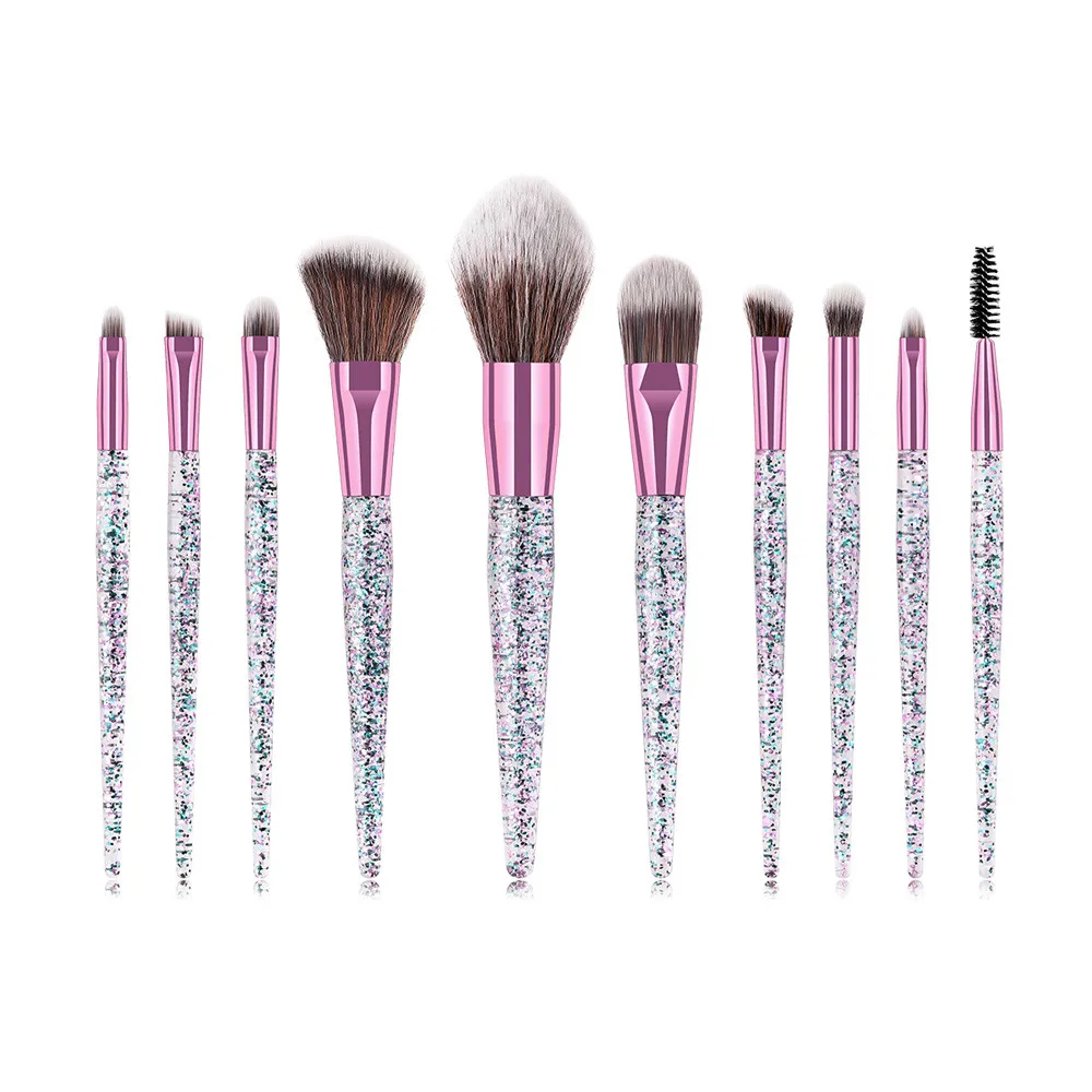 

10PCS Rubber Foundation Cosmetic Eyebrow Eyeshadow Brush Makeup Brush Sets blending power Eyeshadow Contour concealer blush