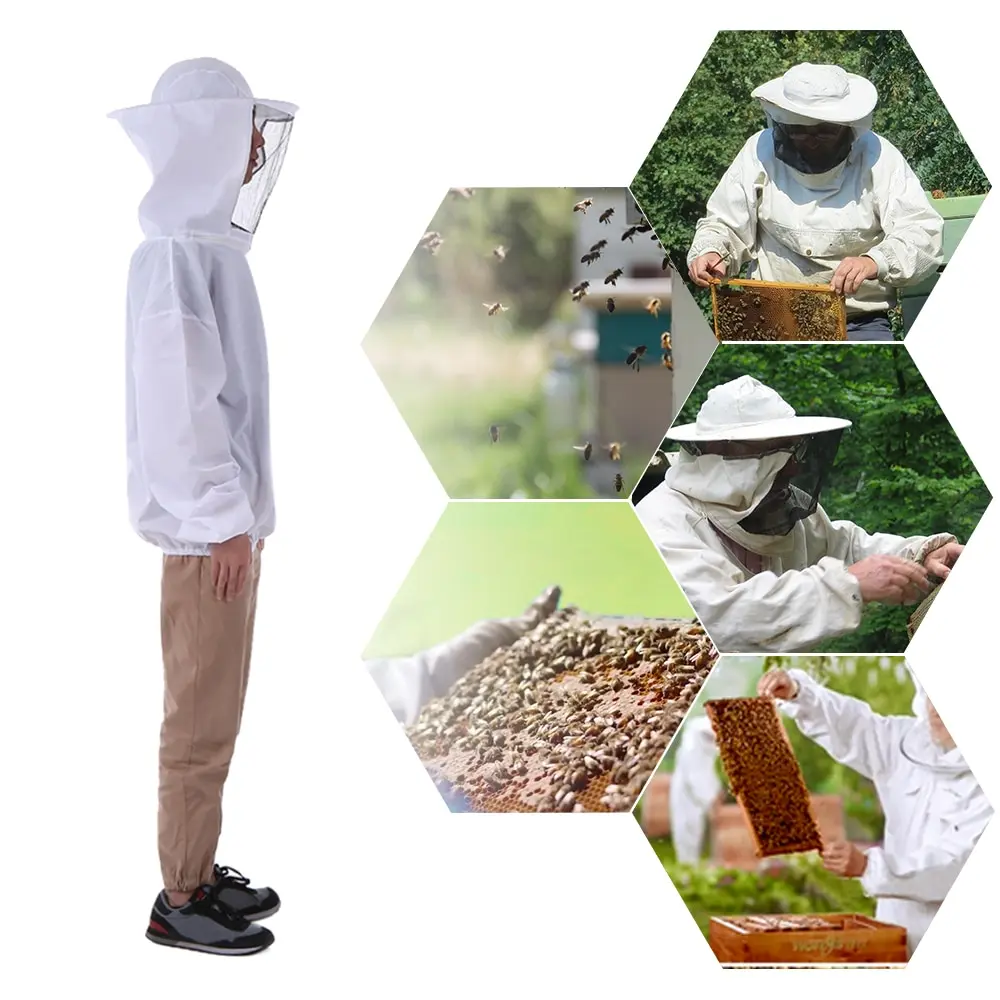 

Beekeeping Jacket Veil Beekeeping Hat Suit Smock Protective Equipment Kit One Size Fits All Feeding Supplies Beekeeping Tools