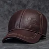 Winter Male Genuine Leather Eagle Print 56-60CM Baseball Caps For Man Casual Street Gf Dad Hat  2