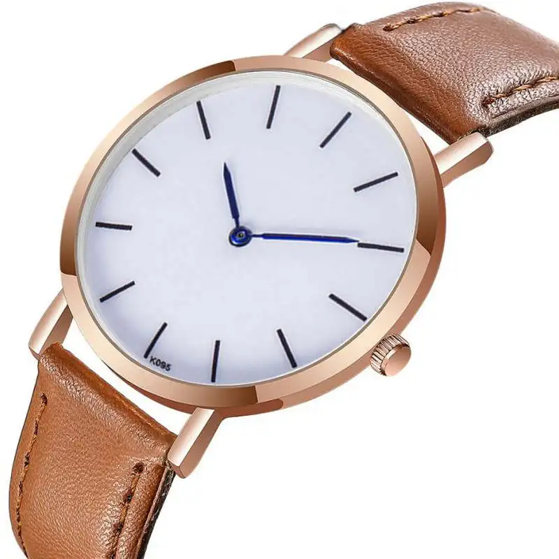 

CTPOR Men Watch Fashion Male Leather Strap Wrist Watch Waterproof Minimalist Style Ultra thin Brown Black Band Quartz Clock Man