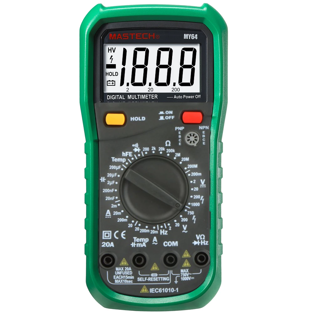 

Free Shipping MASTECH MY64 Digital Multimeter AC / DC voltage and current resistance tester detector diode