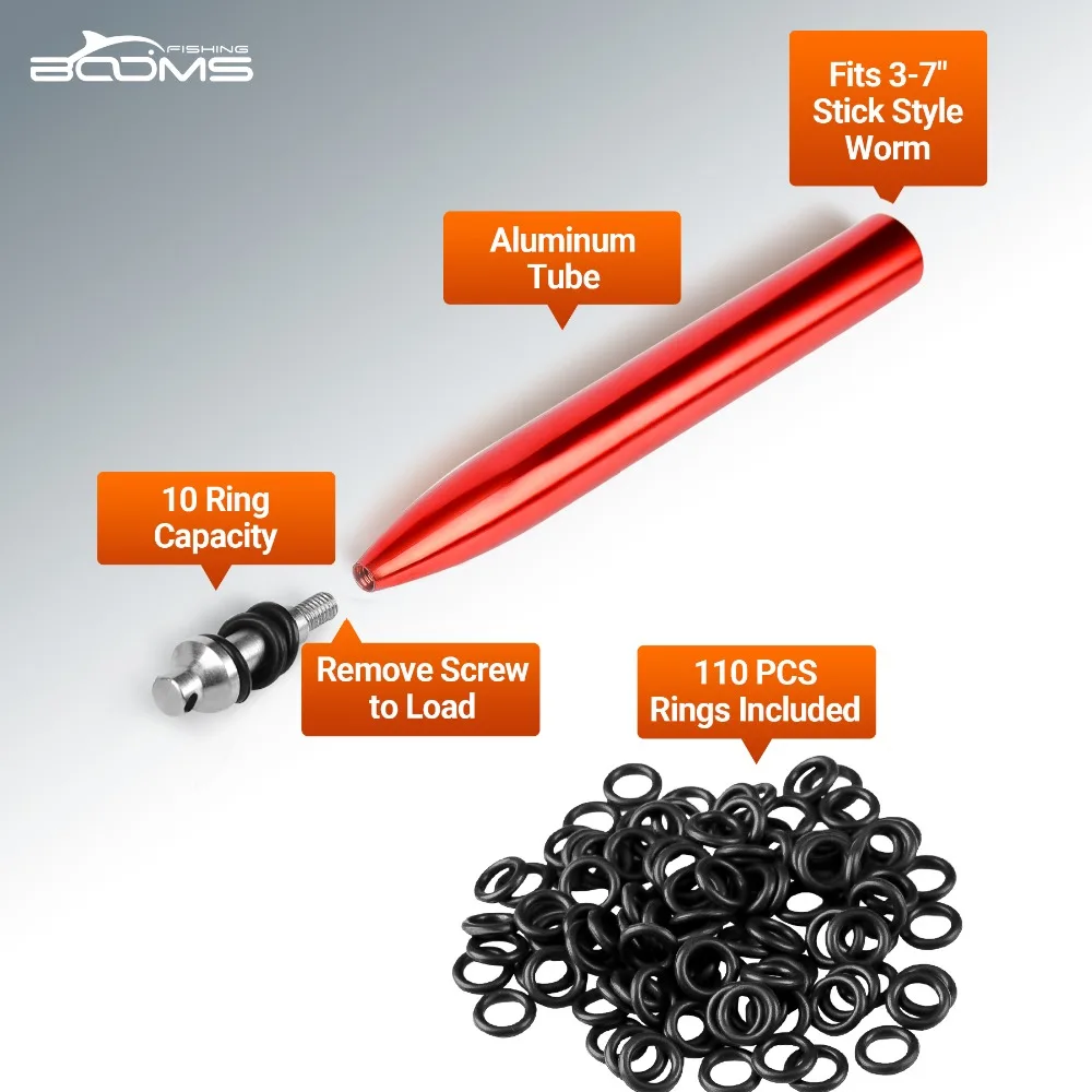 Booms Fishing Wacky Tool Rig O Rings to Plastic Worms with 110 Rings and Clip Booms Fishing Wacky Tool Rig O Rings to Plastic Worms with 110 Rings and Clip