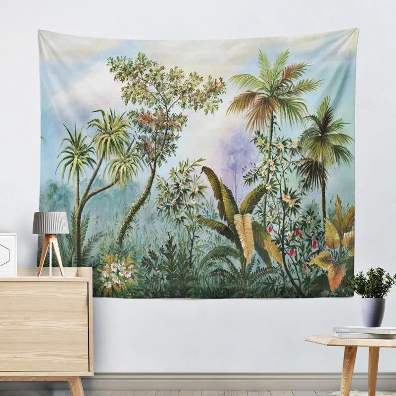 

Tropical Palm Trees Wall Tapestry Hanging Nature Forest Landscape Wall Cloth Tapestries Bohemian Home Decoration Bedroom Blanket