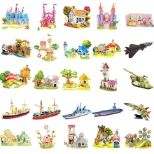Фотография Zilipoo 3D DIY Puzzle Jigsaw Baby Toy Kid Early learning Castle Construction Pattern Gift For Children Brinquedo 29 Patterns 