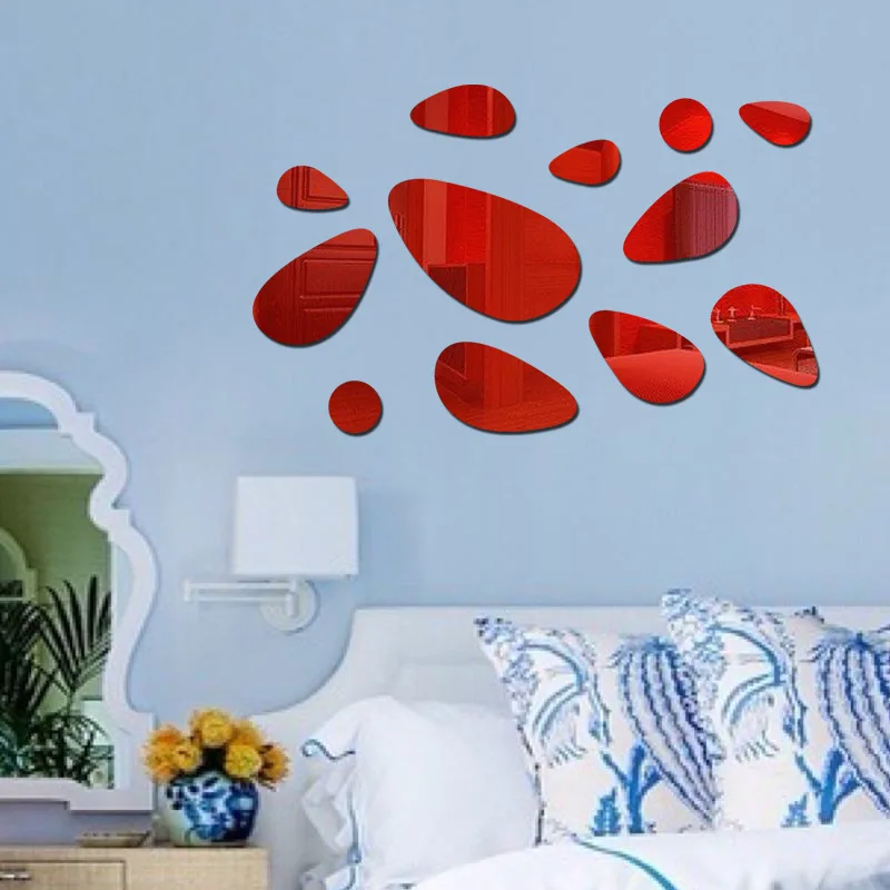 12 шт. 3D зеркальные настенные наклейки самоклеящиеся креативные булыжники гостиная спальня ТВ фон современное искусство DIY домашний декор