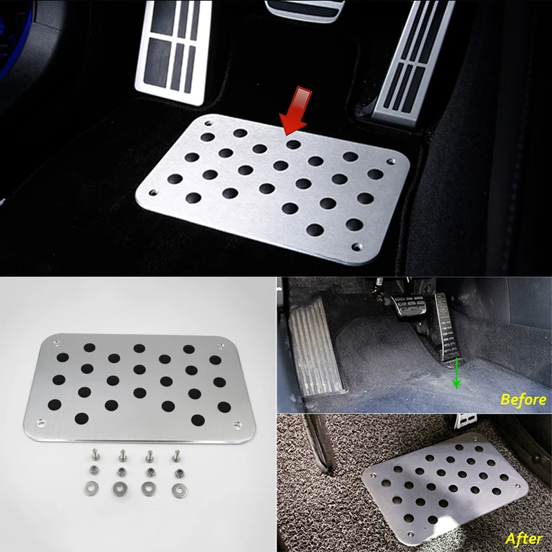 Tapis de sol de voiture universel en alliage d'aluminium, 30x20cm, plaque  de talon, repose-pieds, pédale, accessoires de voiture - AliExpress