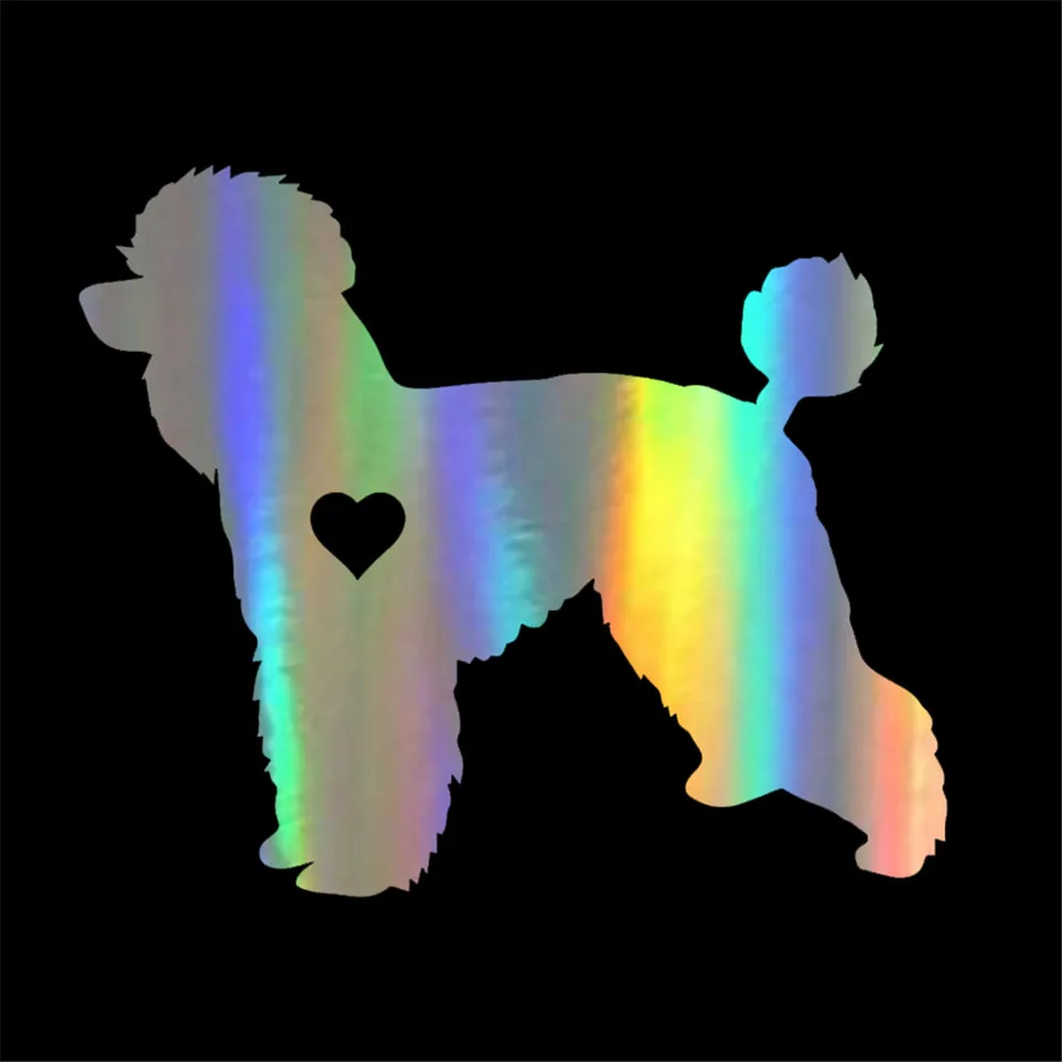 14CM11.8CM Standard Poodle Adopt Waterproof Vinyl Material Car Sticker BlackSilverLaser (4)