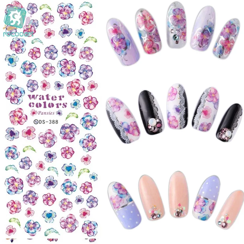

DS385-408 New 2017 Spring Magic Flowers Water Transfer Nails Art Sticker Harajuku Nail Wrap Sticker Tips Manicura stickers
