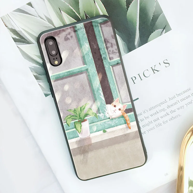 

For Huawei P20 Pro Case Mofi For Huawei P20 Lite Case Honor V20 8X Max for Huawei P20 Nova 3 3i 3e 4 Case Pattern green purple