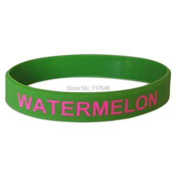 

100pcs Watermelon Green wristband silicone bracelets free shipping by epacket A