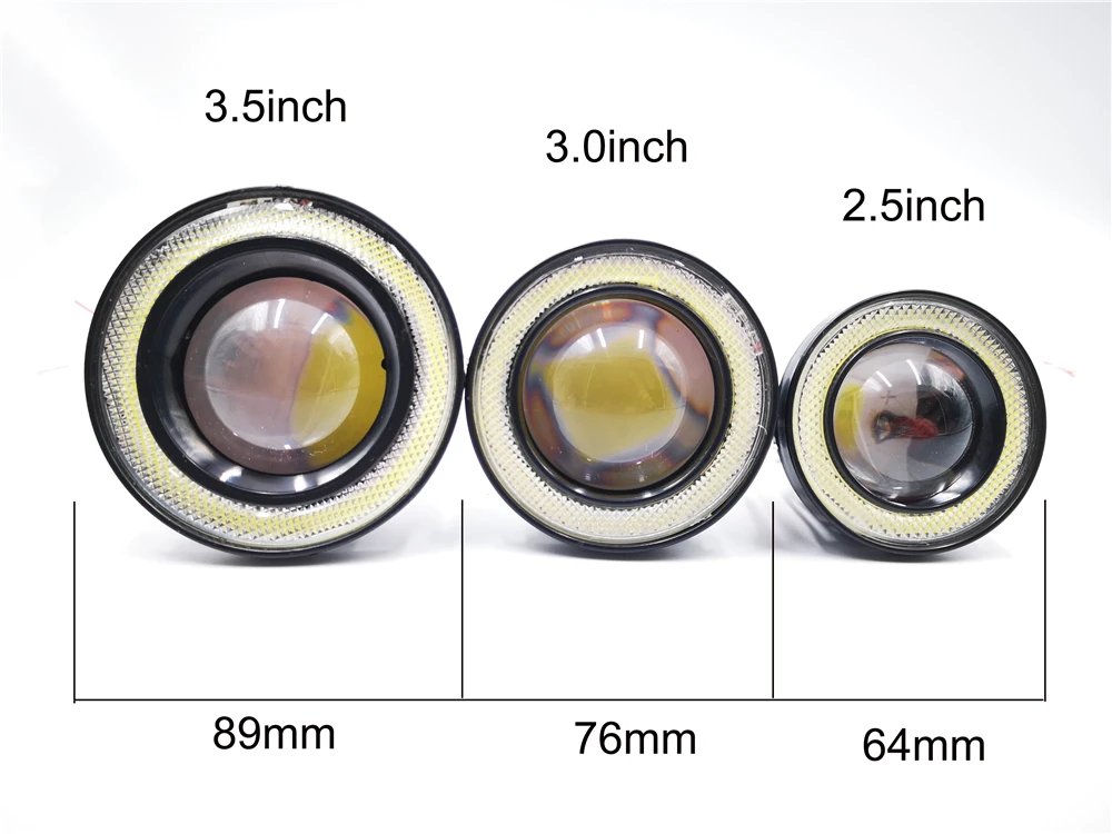 2 шт. 12 В Универсальный COB светодиодный DRL дальнего света белый синий розовый желтый зеленый красный ангельские глазки Противотуманные фары 2," 3,0" 3," 64 мм 76 мм 89 мм