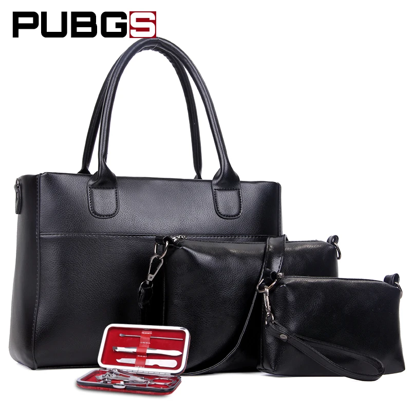 

Women's Handbags Female Bags High Grade Leather PU Fashion Simple Large Capacity Practical Gift Nail Kits 3-Piece Set PUBGS 2018