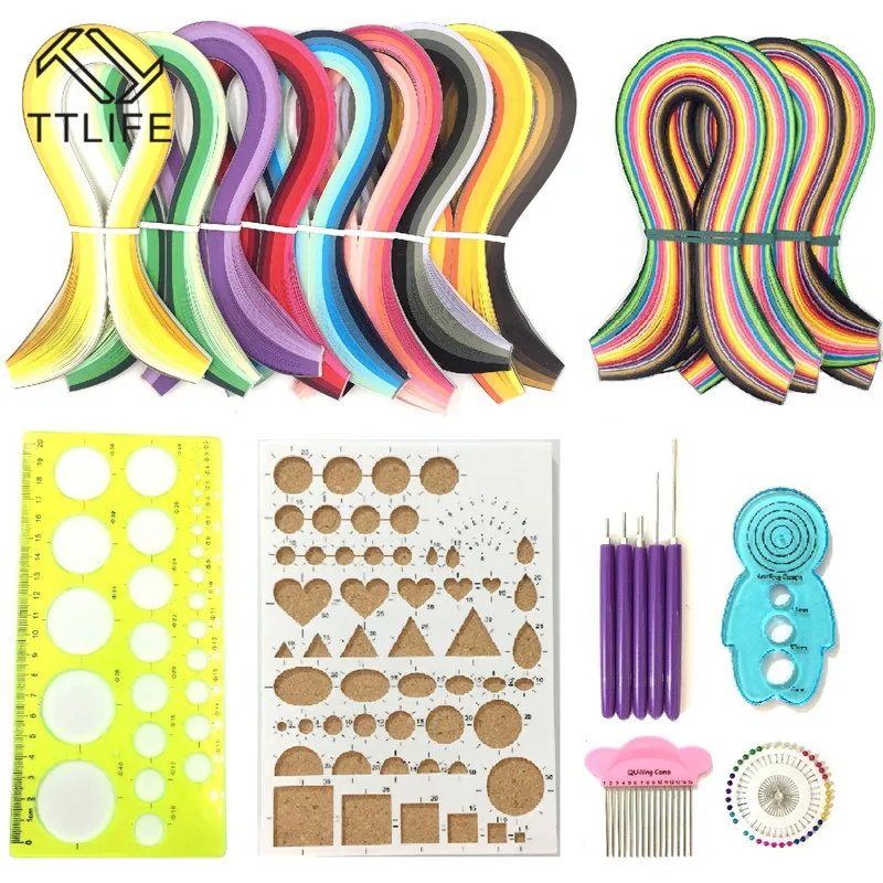 

TTLIFE 23-in-1 Paper Quilling Set Gradient Color Strip Set Quilling Board Ruler Template Awls Pearl Pin Set Comb DIY Crafts New
