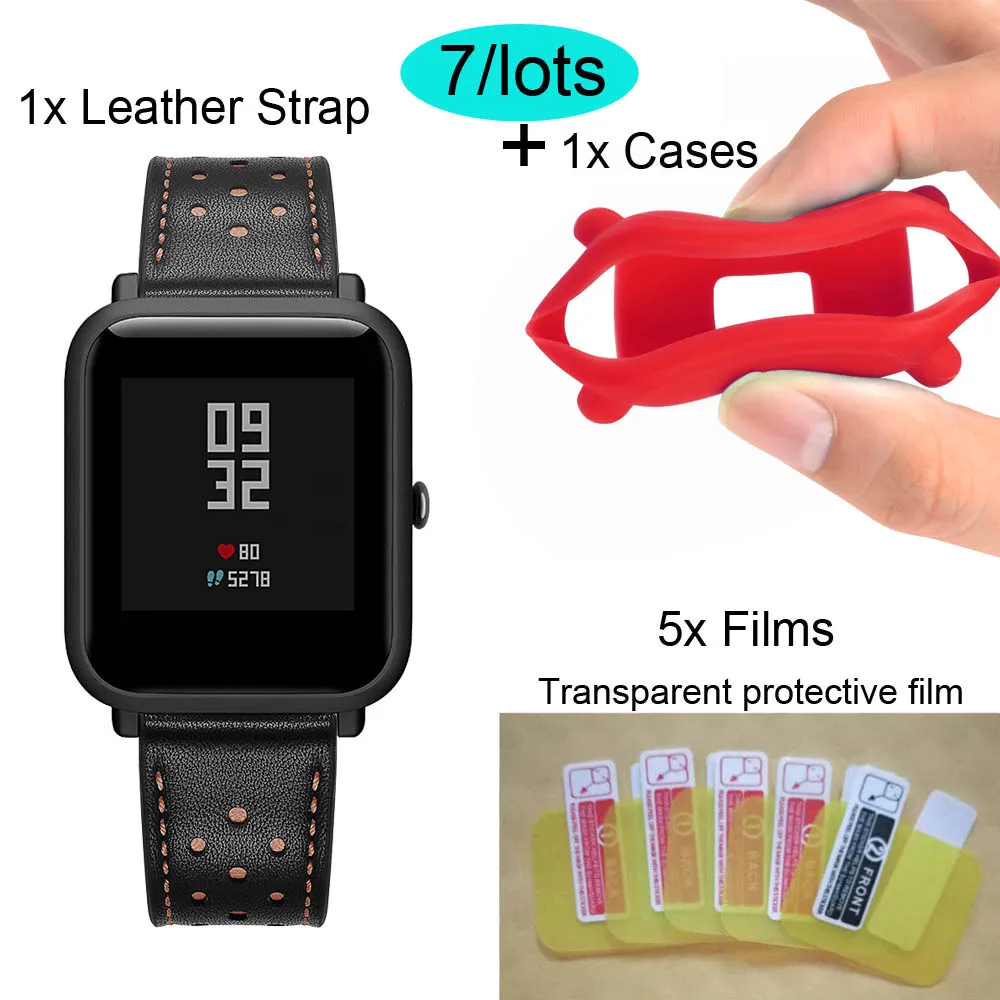 

For Xiaomi Huami Amazfit Bip Bit Lite Watch Strap Wrist Band Soft Silicone Pulsera Correa Protective Case Screen Protector Film