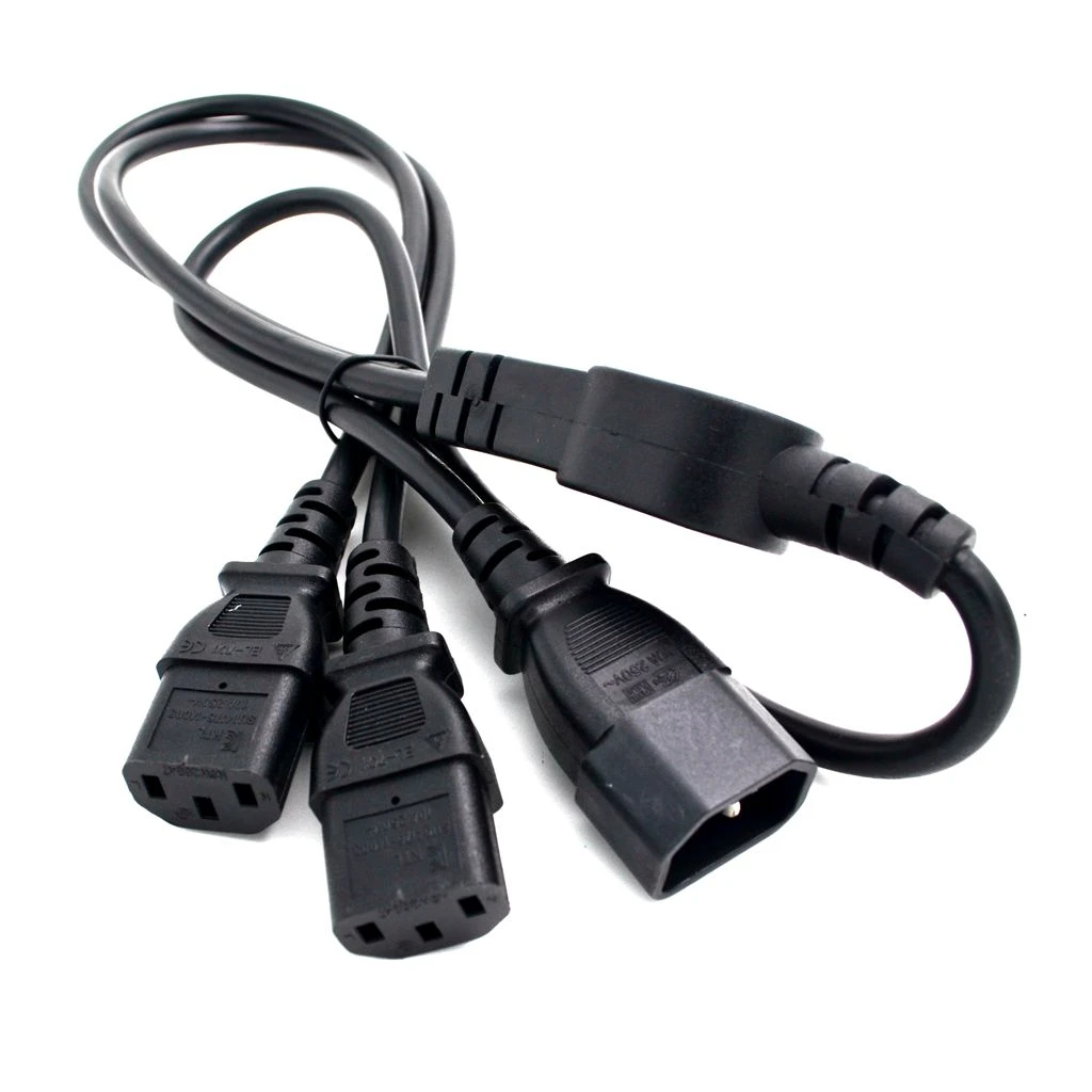 IEC320 C14 macho a 2x C13 hembra Splitter Plug Adaptador de corriente IEC320 C14 macho a 2x C13 hembra Splitter Plug Adaptador de corriente