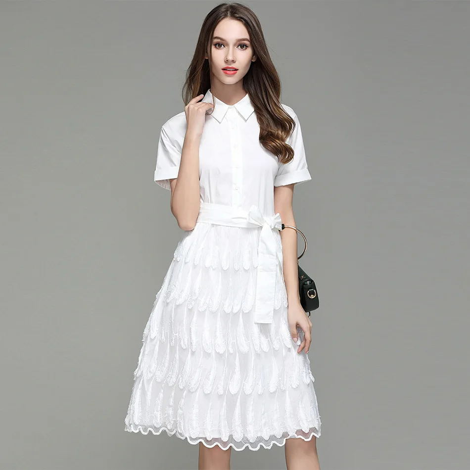 2017 Womens Summer Dresses Ruffles Embroidery Elegant Autumn Vintage