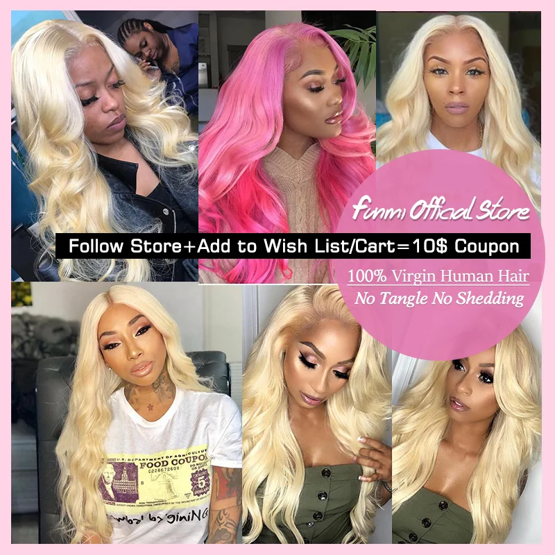 Buy Blonde Bundles With Frontal Make Blonde Lace Front Wig Brazilian Body Wave 613 Bundles With Frontal Funmi Virgin Human Hair