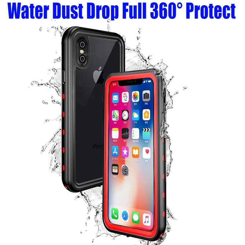 For-IPhone-X-XS-Max-XR-Case-Dot-Plus-Clear-Back-IP68-Waterproof-Diving