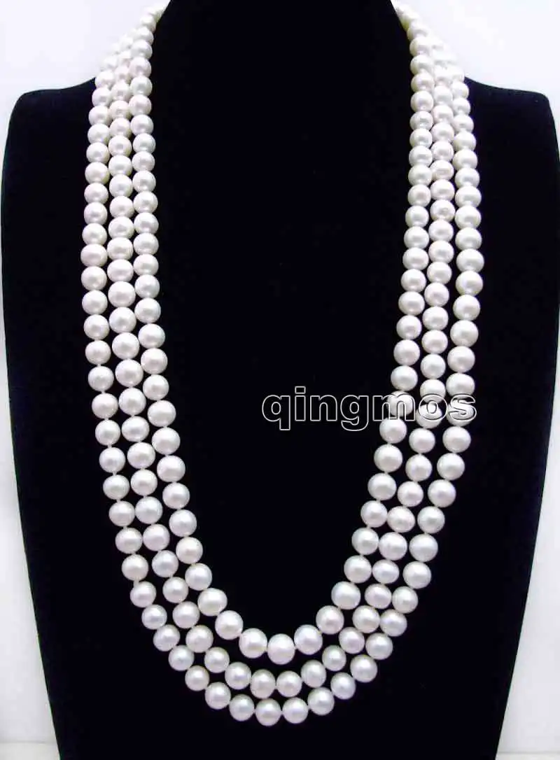 

Super Long! 80'' AA 9-10mm White Round High Quality Natural Freshwater pearl necklace-nec6248 Wholesale/retail Free ship