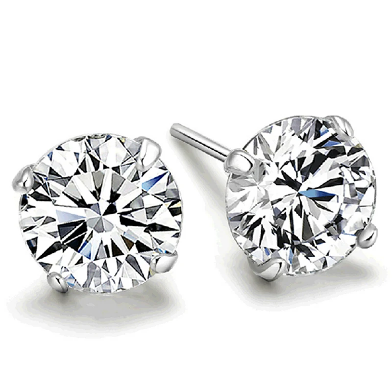 Простое посеребренное серьги-гвоздики для женщин круглый маленький фианит серьги Модные ювелирные изделия оптом