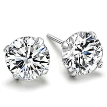 Простое посеребренное серьги-гвоздики для женщин круглый маленький фианит серьги Модные ювелирные изделия оптом