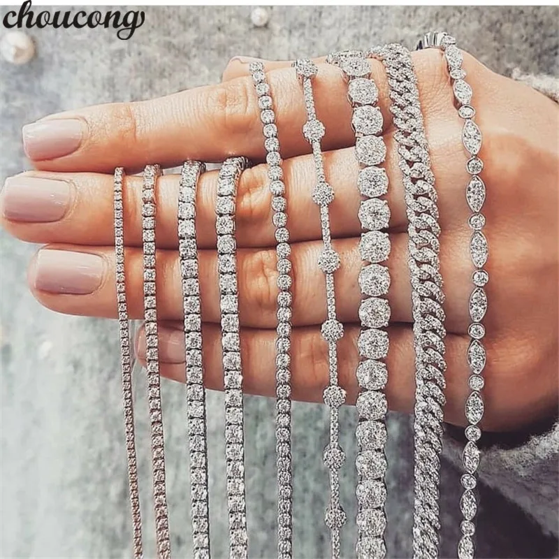 

29 Styles Fashion Tennis bracelet White Gold Filled Pave AAAAA Cz stone Statement Party Wedding bracelets for women men Jewelry