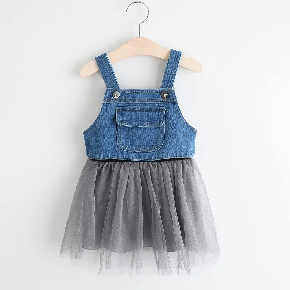 Baby Girls Jeans & Tutu 2ps Sets Denim Vest Top and Veil Skirt Suits