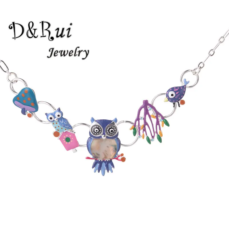 

Colorful Owl Statement Necklace Women 2019 Enamel Birds Tree Necklaces & Pendants Collars Mujer Jewelry Pendant Metal Chain Hot