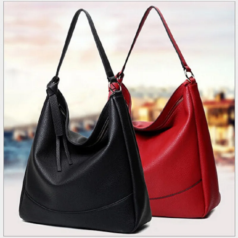 New Arrival Quality PU Leather Women Shoulder Bag Handbag Big Designer Tote Bag Red Black-in ...