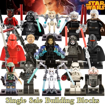 1PC Star Wars diy figures Black Shadow Stormtroopers Kallus R5D4 Robot Count Dooku Darth Vader Darth Maul Building Blocks Kids