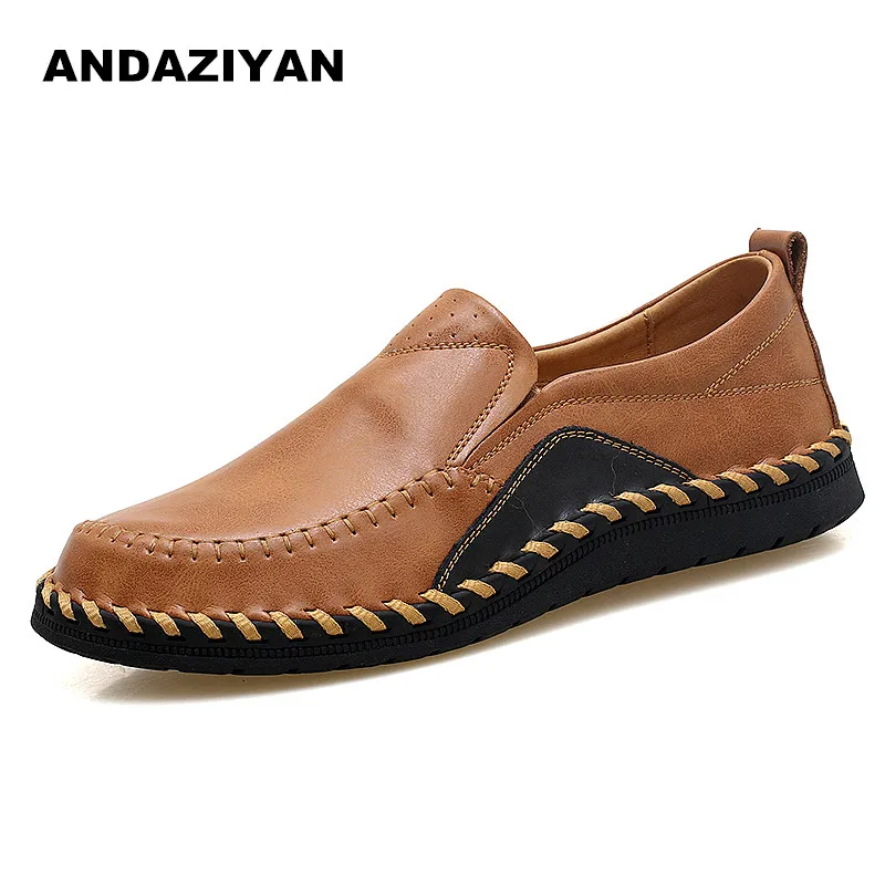 

New men's leather casual shoes large size handmade shoes men