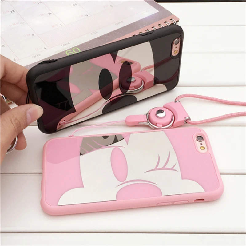 

Luxury mickey mini mouse eyes Cartoon Pattern mirror soft Silicone case for iphone 8 5s 5 SE 6 6s 6/7/8 plus Couple lovers cover