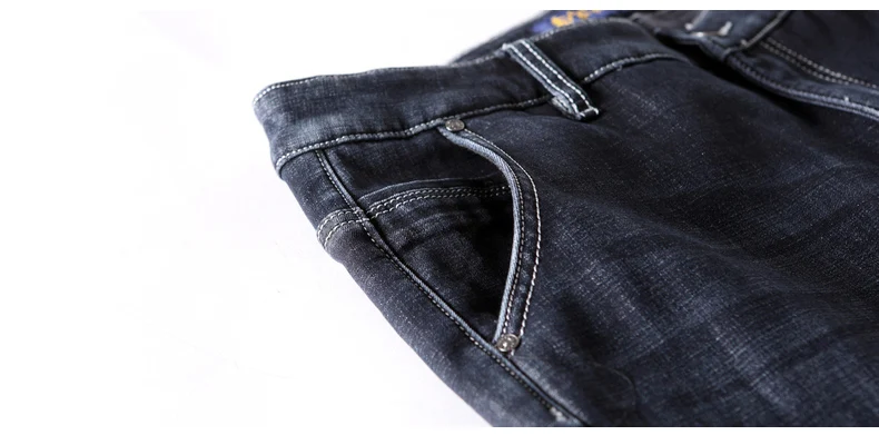 Пионерский лагерь толстые флисовые теплые джинсы Мужская брендовая одежда осень зима черные джинсовые штаны мужские Качественные однотонные брюки ANZ710001