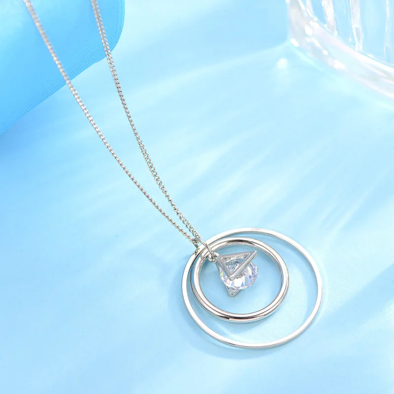 

Shineland Alloy Silver Color 74cm Long Necklaces 30mm*20mm Round Pendant Necklace For Women Jewelry Fashion Accessories N50