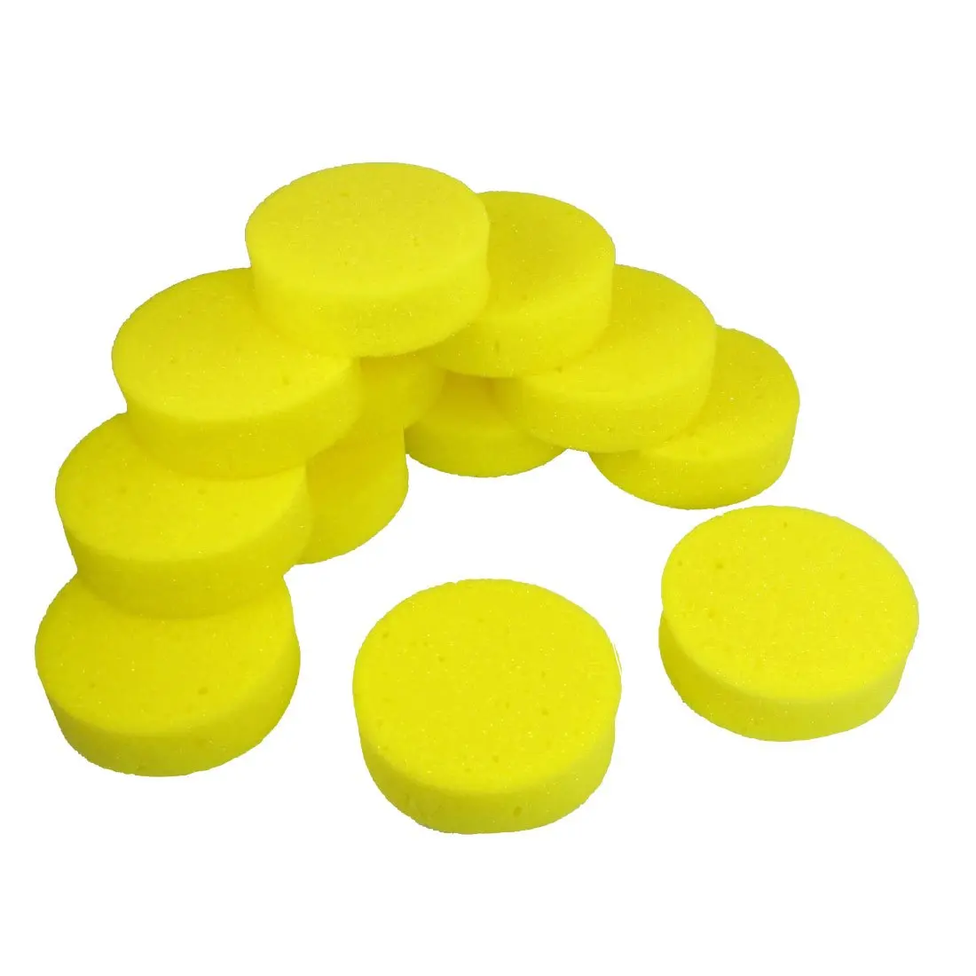 12 Pcs 3.9" Dia Yellow Round Car Wash Cleaning Polishing Sponge Padin