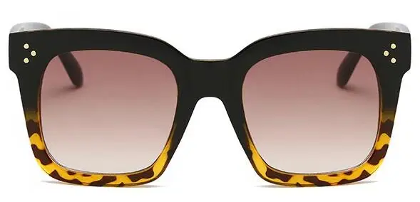 Ким солнечные очки в стиле Кардашьян леди плоский верх очки Lunette Femme женские роскошные брендовые Солнцезащитные очки женские заклепки солнцезащитные очки UV400 - Цвет линз: black leopard