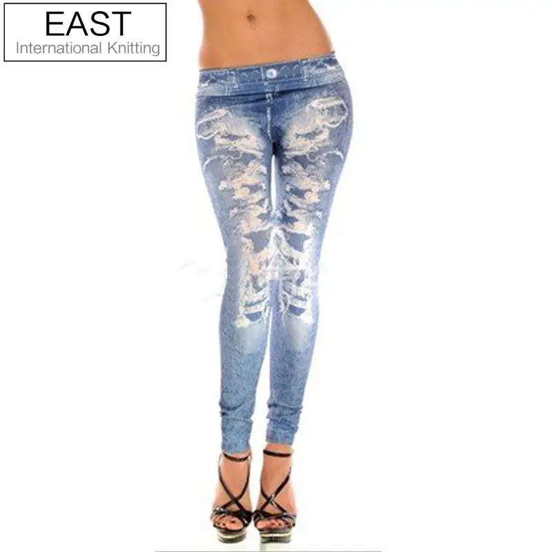 

East Knitting  B7 Women's FASHION Punk Women Front Fake Hole Sexy Leggings Hot
