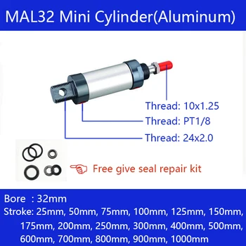 

MAL32*50Rod Single Double Action Pneumatic Cylinder ,Aluminum alloy mini cylinder Free shipping stroke 25,75,100,125,150,200mm
