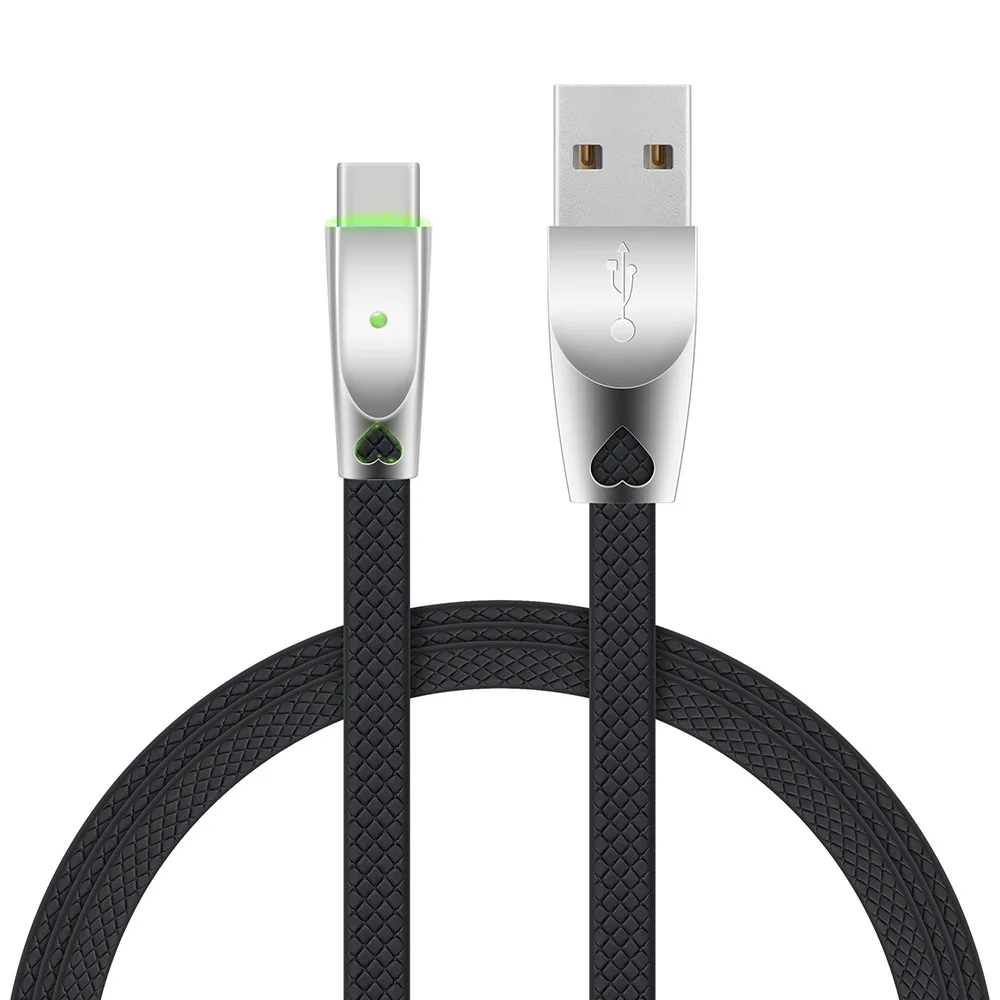 EtopLink جديد النايلون شقة كابل يو اس بي نوع C المصغّر usb البيانات الذكية شحن كابل بيانات دعم النحاس سلك LED شريحة ذكية الكابلات
