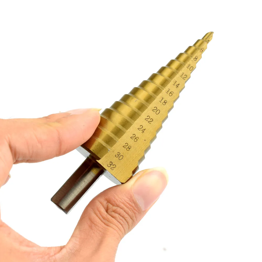  ACALOX Large Step Cone HSS Steel Spiral Grooved Step Drill Bit Hole Cutter Cut Tool 4-12/20/32mm wi
