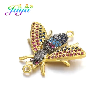 

Juya DIY Jewelry Accessories Micro Pave Multicolor Crystal Insect Bee Butterfly Connectors For Hnadmade Bracelet Necklace Making