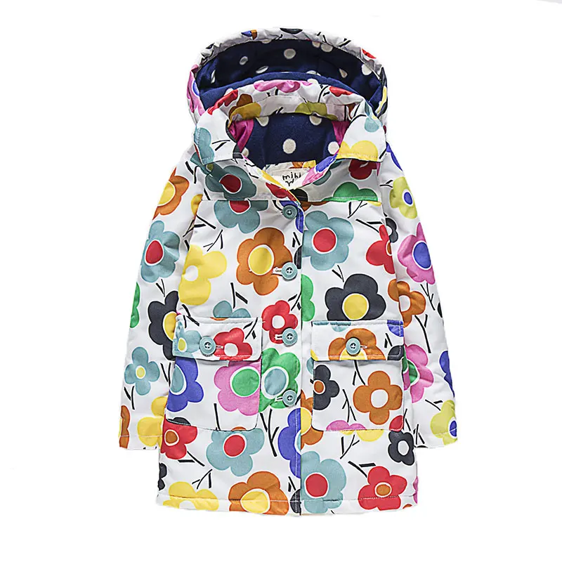 

3-8 Yrs Winter Girls Jackets Coat Thicken Warm Long Jacket for Girls P Flower Parkas Hooded Warm Windbreak Good Quality