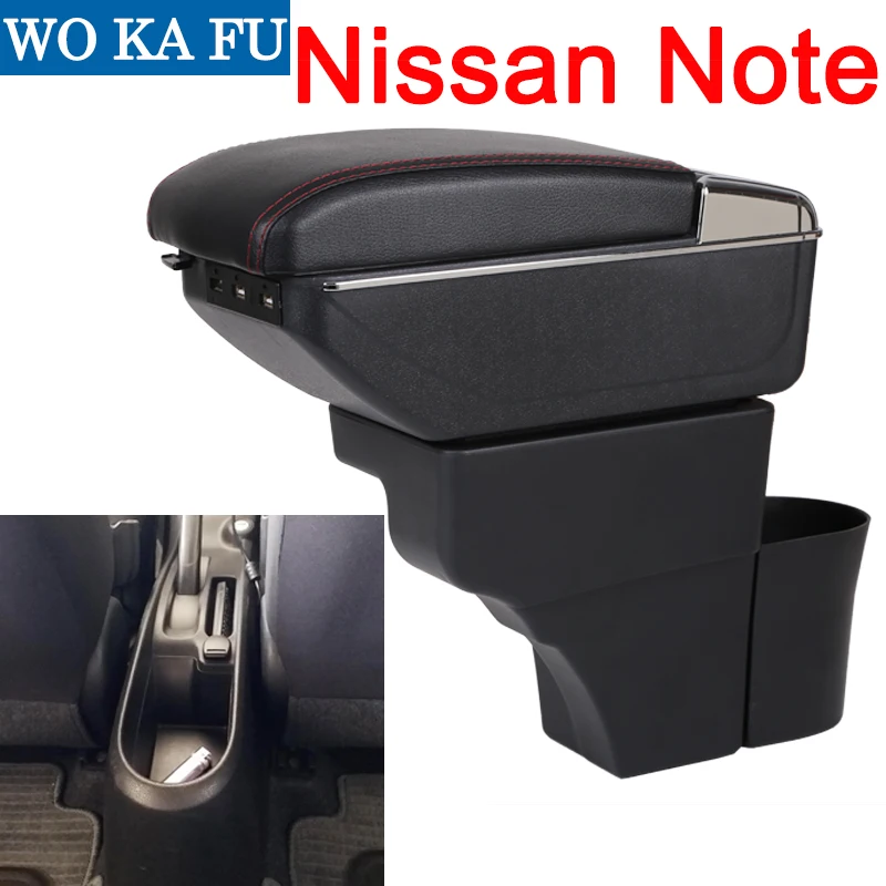 

for Nissan Note armrest box universal car center console caja modification accessories double raised with USB