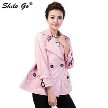 Большие размеры, Новая модная женская Высококачественная куртка с отворотом из овечьей кожи, двубортное детское розовое черное свободное короткое пальто из натуральной кожи, XXXL