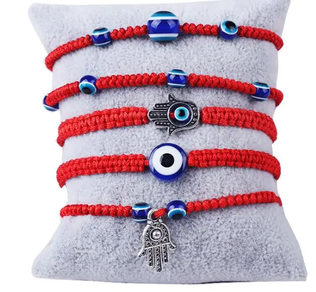 

6Designs Handmade Boho Knitting Boho Weave Wrap Bracelet Friendship Bracelets Lovers Red Rope Palm Eye Bracelets