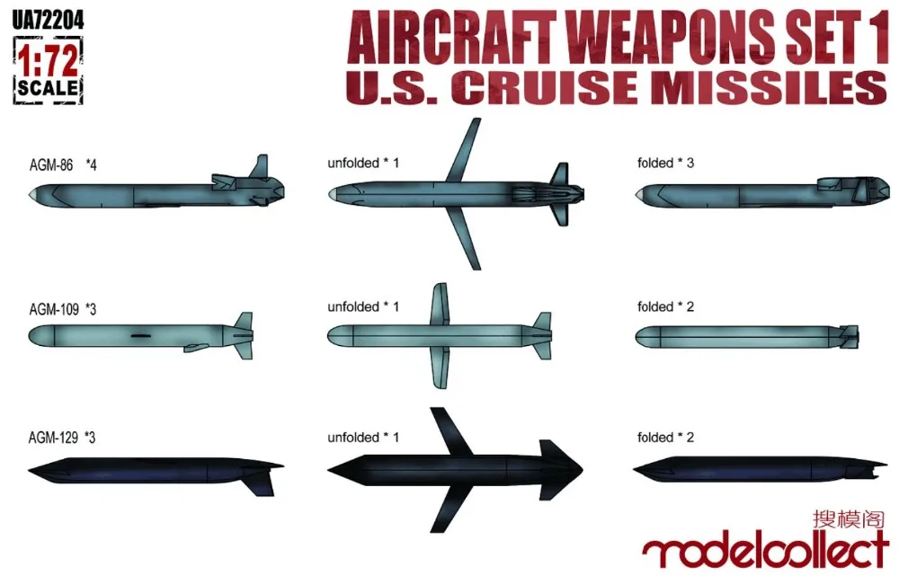 Modelcollect UA72204 1/72 авиационное оружие set1 Крылатые ракеты США