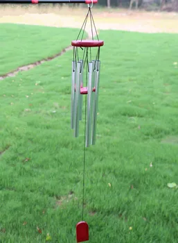 

Antique 6 Hollow Silver Alloy Metal Tubes Solid Wood Wind Chime Door Yard Hanging Home Decoration Wind Bells Holiday Gifts Sound