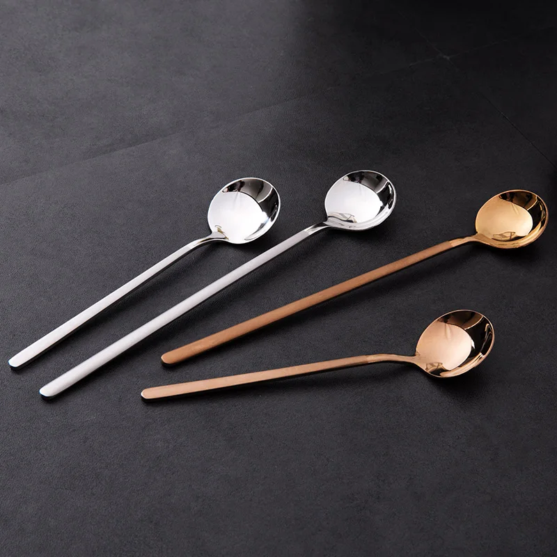 

Stainless steel long-handled spoon coffee honey stirring home cutlery small soup spoon